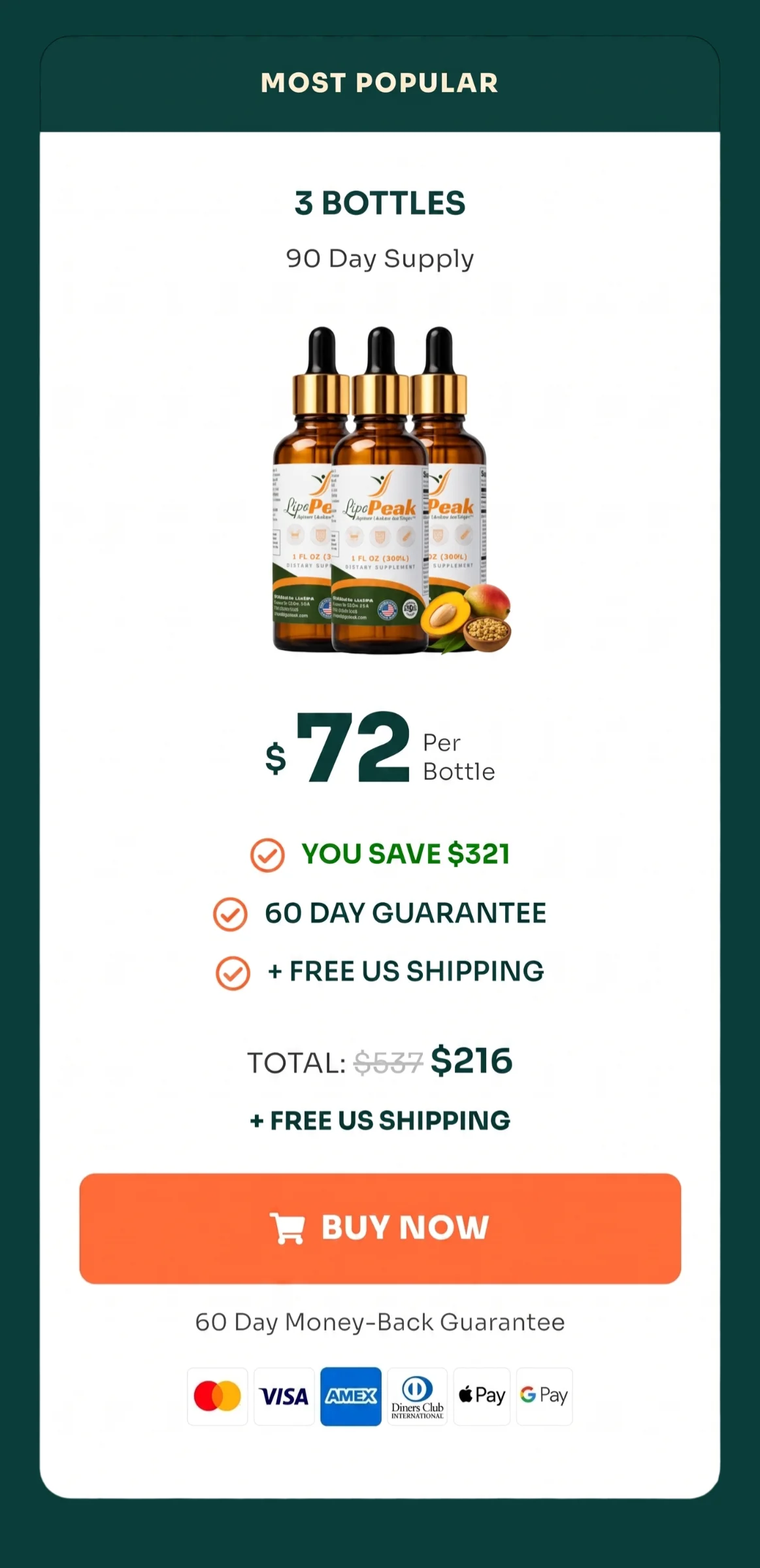 LipoPeak® 3 bottles pricing